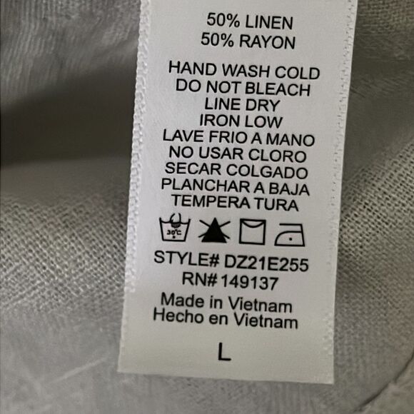 Double Zero Tan Linen Rayon Blend Short Sleeves Button Blouse Top Size M NWOT - Picture 9 of 11